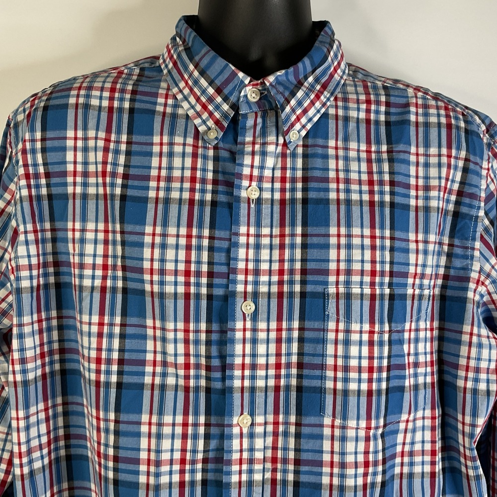 Chaps Men's XL Red Blue‎ Plaid Button Down Shirt Long Sleeve Casual 100%Cotton - Picture 8 of 15